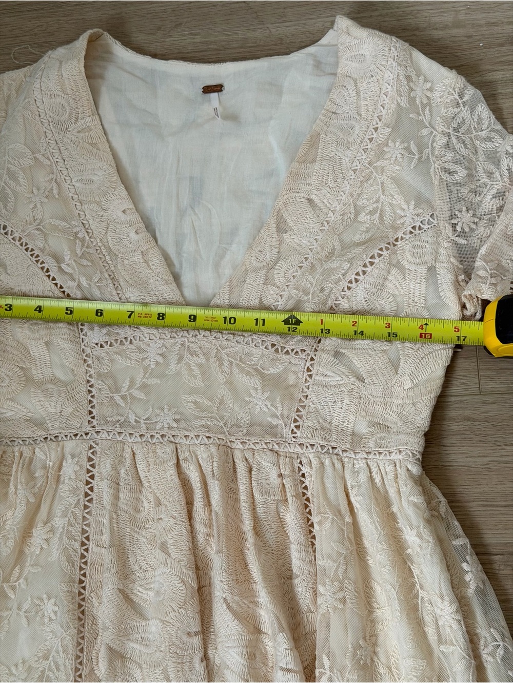 Free People Mountain Laurel Lace Midi Dress Cream Size 6 Boho Romantic - Picture 12 of 13